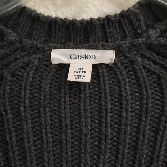 Caslon dark gray button front cardigan MP - Picture 6 of 8